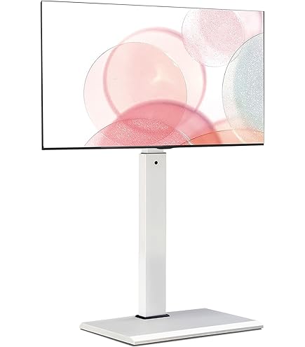 FITUEYES TV-vloerstandaard voor 27-65 inch tv, universele tv-standaard vloer met draaibare & hoogte verstelbaar, tv stand houdt 40kg zwart