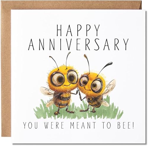 Maise & Rose Anniversary Card For a Special Couple You Were Ment To Be 175 | Wedding Anniversary Card, Cute Bumble Bee, Son, Daughter, Mum, Dad, Friends, Premium 300gsm Card, Recyclable, Made In The Uk