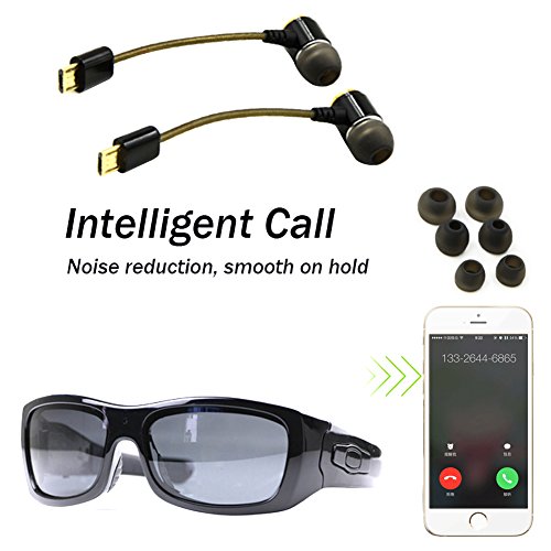 DCCN Kamera Brille Spy Brille Spionage Brillen cam polarisierte Sonnenbrille mit Kamera UV400 Stereo Bluetooth Headset Kopfhörer für iPhone /Android Handy für Radfahren Motorad Bike - 3