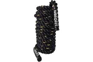 NORDFIT Battle Ropes – 9m, 12m and 15m – 38mm Thickness – Optional Anchor – Black Fitness Ropes - Fitness and Home Gym Equipment