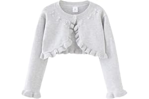 Yanmucy Cárdigan Bolero para Niñas Pequeñas Chaqueta de Punto para Niña Manga Larga Suéter de Algodón Niña Pequeños Botón Encubrir para 1-8 Años
