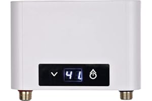 CJHZQYY Mini Elektronischer Durchlauferhitzer Tankless Elektrische Durchlauferhitzer, Mini Instant Warmwasserbereiter Durchlauferhitzer für Badezimmer Küche, LED Große Display (Weiß,3500W ohne Duschset)