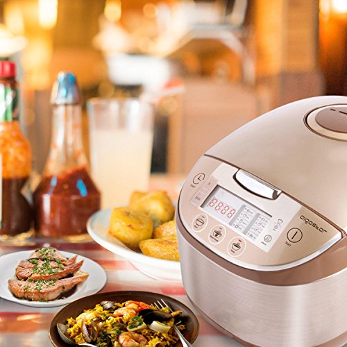 Aigostar Golden Lion 30HGY - Robot de cocina multifunción, con capacidad de 5 litros, libre de BPA. Potencia 918 W, 11 funciones programables en su gran pantalla LED, tapa extraíble y lavable, temporizador programable y función mantener caliente. Diseño exclusivo.