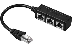 ADSPOW RJ45 Red Divisor, RJ45 ethernet 1 Macho a 3 Hembra, Separador Red Ethernet 1 To 3 Adaptador de Puerto LAN Conector Conector del Cable RJ45 para Cat 6/5e/5