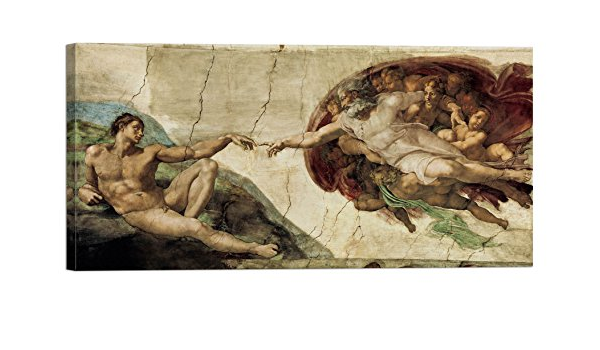 Michelangelo Buonarroti Die Schaffung Von Adam 100 X 50 Cm Rahmen Druck Auf Leinwand Mit Rahmen Aus Holz Amazon De Kuche Haushalt Wohnen