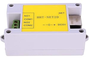 OUMEFAR IP moduł przekaźnika sieciowego 2-kanałowy IP moduł przekaźnika sieciowego zdalnego sterowania DC5 V HHT-NET2D do inteligentnego sterowania domem