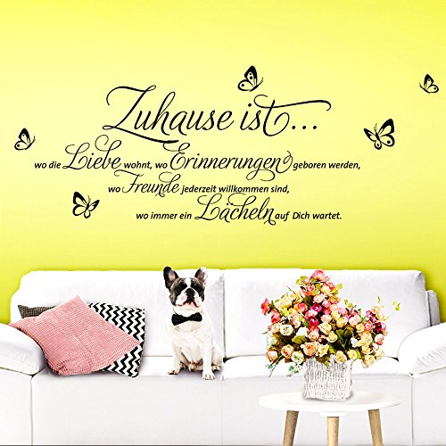 Grandora® W3058 Wandtattoo Zitat Zuhause ist… schwarz (BxH) 120 x 52 cm