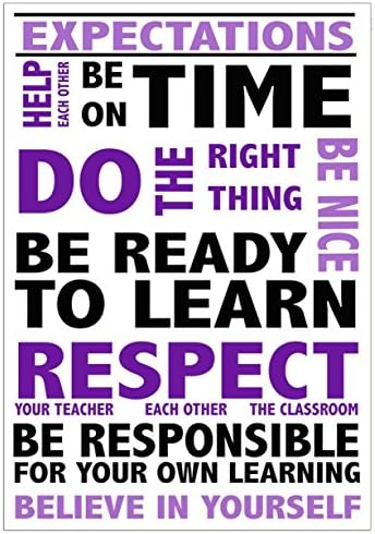 Classroom Expectations A2 poster suitable for Secondary and Primary school teachers (Purple)