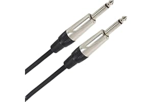 Plugger, câble guitare instrument Jack mâle mono 6,35mm vers Jack mâle mono 6,35mm. Compatible Ampli, basse, guitare, haut-parleur, appareil DJ, synthé et autres. Longueur : 60 cm. Qualité Pro.