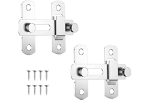 YYHCC Lot de 2 verrous de porte coulissante,fermeture porte,serrure porte interieure,loquet porte exterieur,targette de porteen acier inoxydable,Verrou de porte intérieure à 180 ° - Argenté