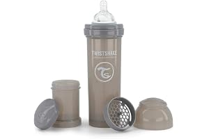 Twistshake Antikolik-ventil Nappflaska 330 ML, Babyflaska med Snabbt Flöde Silikon Flasknappar för 4+ Månader Barn, Mjölkpulv