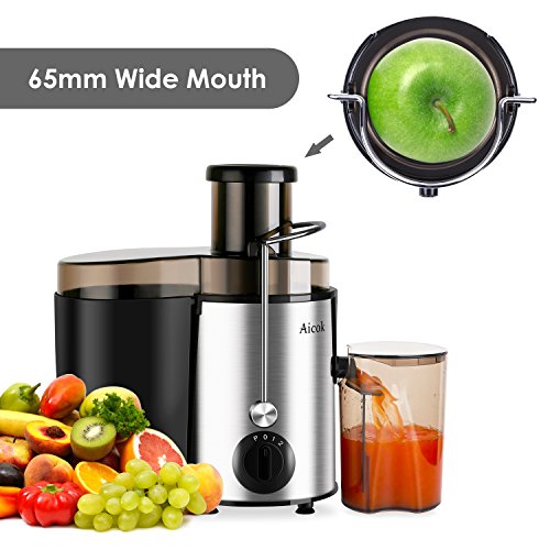 comprare on line Aicok Centrifuga Frutta, Estrattore di Succo, Centrifuga per Frutta e Verdura con Quick Clean Pulisci Spazzola, 400W, Acciaio Inox, Nero prezzo