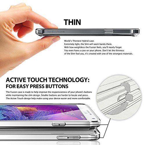 Ringke - Samsung Galaxy Note 4 funda - Fusion  protector de pantalla gratuito  crystal view  prima crystal clear back absorcin de choque de parachoques del funda duro con proteccin de pantalla hd gratis
