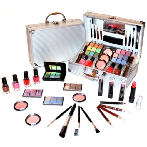Kosmetik Make-up Schminke ALU-Koffer gefüllt 44 teilige Schminkkoffer(b257)