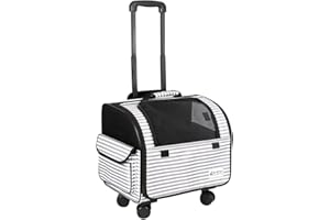 Galatée Borsa Da Viaggio Per Cani Con Ruote Removibili, Trasportino Per Animali Approvato Dalle Compagnie Aeree, Borsa Pieghevole Per Gatti Con Rete Traspirante, Passeggino Per Animali(Bianco)