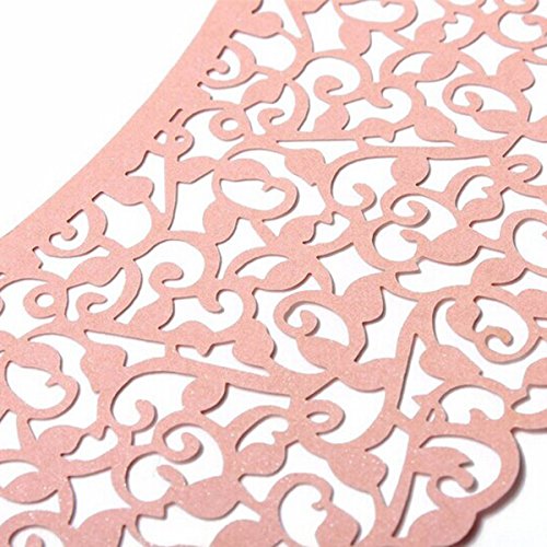 ROSENICE 50 Stück Lasergeschnittenes Cupcake Verpackungen für Hochzeit Geburtstag Party Baby Dusche Dekoration (Rosa) - 3