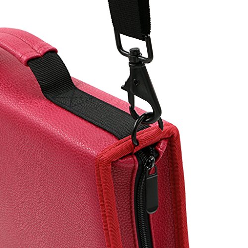 Niutop 160 Caso del maquillaje de la caja del cuero de la PU ranuras port  til de m  ltiples capas estacionario Con correa ajustable con la caja de l  pices de colores l  piz cremalleras para l  pices  l  pices de acuarela  l  pices  l  pices de colores de madera y fineliner  Rose 