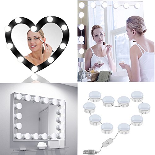 10 Lampadine Luci Da Specchio IP66 HQQNUO Kit Luci per Specchio per Trucco Dimmerabili 7000K Lampada da Bagno 4.8m Luce Dello Specchio Suit per Soggiorno, Bagno, Comò, Negozio, Showroom.