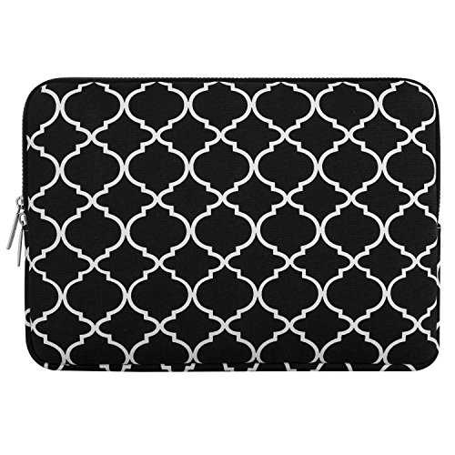 MOSISO Quatrefoil Stil Canvas Gewebe Laptop Hülle Sleeve Tasche nur für neues MacBook 12 Zoll mit Retina Display mit einem kleinen Fall, Schwarz - 5