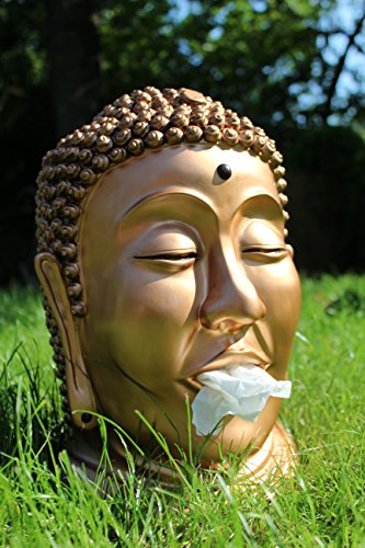 Taschentuch-Spender oder Kosmetiktuch-Spender Buddha-Kopf Bronze - 3
