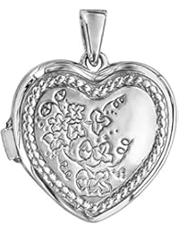 Helios Bijoux-Soporte para fotos con forma de corazón, diseño de colgante Cassolette cadena de 45 cm-plata maciza 7gr-Screw