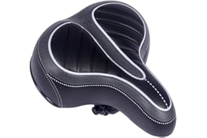 BWBIKE Bike Saddle Big Bicycle Seat with Soft Cushion, PVC Leather, Black, Unisex-Adults, Cyclists