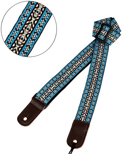 UBETA Pure Soft 100% Cotton Adjustable for Electric Guitar,Acoustic Guitar,Bass,Ukulele Shoulder Strap with Leather End C8