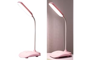 FOCKET Lampa Stołowa, Trzystopniowa Lampa Biurkowa LED z regulacją Temperatury Barwowej, do Szkoły (Różowy)