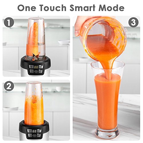 Batidora, Batidora de vaso Smoothies Profesional 1200W, Licuadora Aicok con 6 Cuchillas Patentadas, Batidora Potente de alta Velocidad, 24,000 rpm para Batidos