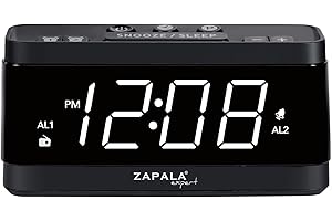 ZAPALA Expert Alarm Clock Radio, 2 Alarms Large LED Display Digital FM Clock Radio with USB Charging Port, Adjustable Volume & Dimmer, Snooze for Deep Sleepers Kids