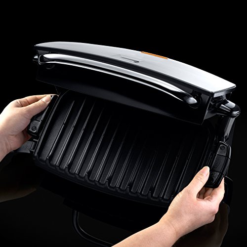 George Foreman 14525-56 Grill and Melt Fitnessgrill, Kontaktgrill, Panini- und Sandwichgrill mit 26,5 x 16 cm großer Grillfläche, 1550 W, silber / schwarz - 5