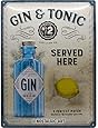 Nostalgic-Art Open Bar – Gin & Tonic Served Here – Geschenk-Idee für Cocktail-Fans, Retro Blechschild, aus Metall, Vintage-Dekoration, 30 x 40 cm