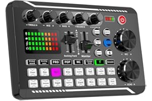 VOANZO Sound Effects Board Bluetooth Compatible Sound Card with Multiple Sound Effects Live Sound Card DJ Mixer Interface for Streaming Podcasts and Gaming