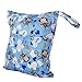 2-Zip Washable Baby Cloth Diaper Nappy Bag Monkey Heart Blue