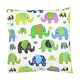 TupTam Kissenbezug Dekorative Kissenhülle Reißverschluss Dekokissen Baumwolle Eulen Elefant Sterne Feuerwehr Polizei, Farbe: Elefant Grün, Größe: 80x80 cm