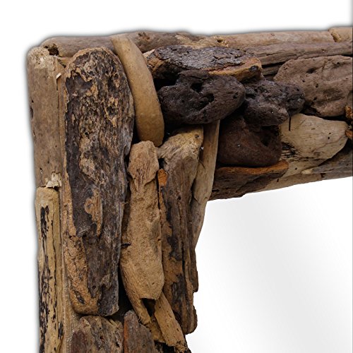 Wandspiegel Spiegel Rahmen Hängespiegel Holzrahmen Thailand Massiv ca. 102cm Mosaik Holz Natur - 3