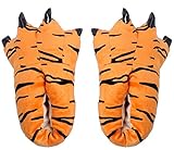 Katara 1773 Tatzen Hausschuhe in verschiedenen Designs - kuschelig weich - warme Schlappen, Pantoffeln für Tiger-Kostüm Kinder Erwachsene - Onesize passend zu Jumpsuit, Onesie Karneval/Faschings-kostüm, Orange/Schwarz, 37-45
