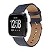 Produktbild Altsommer 3 Farben Armband für Fitbit Versa Einfarbig Leder Uhrenarmbänder Lederarmband Schnellverschluss mit Metallverschlüssen Sport Ersatzarmband Uhrenarmband für Herren Damen (Darkblau)