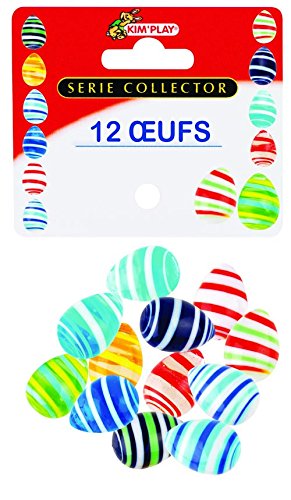 MaRécréation-MesBilles-12 12 Billes Oeufs, DV-MRF1-PMWU, Blanc