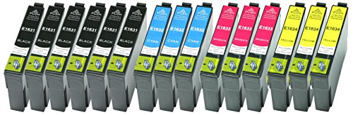 15 XL Druckerpatronen Schwarz, Cyan, Magenta, Yellow ersetzen Epson T1631 T1632 T1633 T1634 Nr.16 Nr.16XL geeignet z.B. für Epson WorkForce WF-2010, WF-2510, WF-2520, WF-2530, WF-2540, WF-2630, WF-2650, WF-2660, WF-2750, WF-2760