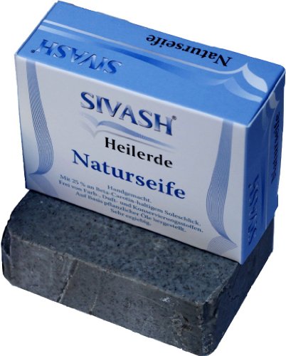Handgemachte SIVASH-Heilerde Naturseife (Schlammseife) mit 25% an Beta-Carotin-haltigem Soleschlick, 100 g. Milde Pflege auch bei unreiner Haut, Akne, Pickeln, Psoriasis, Neurodermitis
