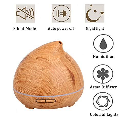 Dricar 300ML Ultraschall Aroma Diffuser Befeuchter Tragbare LED Luftbefeuchter Holzmaserung - 3