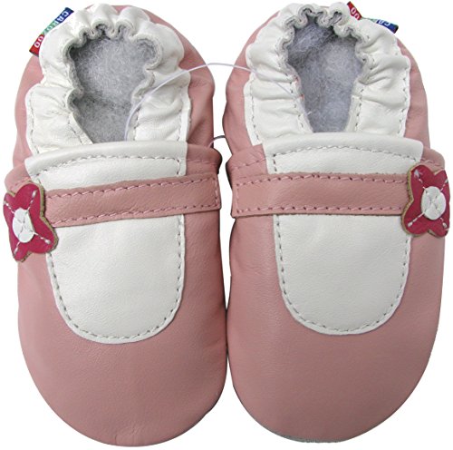 Carozoo Mary Jane Pink Soft Sole Leather Baby/Toddler/Kids Shoes 3-4Y