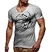 Produktbild Saihui Herren T-Shirt Sommer Print Kurzarm-T-Shirt Hoodie-Sweatshirt T Shirt Kompressions-Shirt Kurzarm Funktionsshirts Basic T-Shirts V-Neck (XL, Gary)