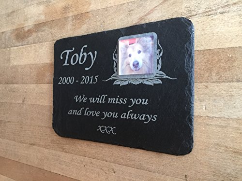 Beautiful-Natural-Slate-Photo-Memorial-28cm-x-18cm-Traditional-Rustic-Finish-New-Larger-Size