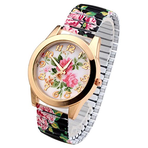SSITG Armbanduhr Damen Uhr Flexband Zugarmband Quartzuhr Armbanduhr Blumen Zahl Geschenk Gift SSITG Armbanduhr Damen Uhr Flexband Zugarmband Quartzuhr Armbanduhr Blumen Zahl Geschenk Gift
