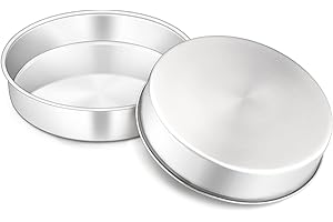 Onader 8 Inch Round Cake Tin Set of 2, Stainless Steel Cake Mould Pan for Baking, Ideal for Birthday Christmas Wedding Layer Cakes, Non-Toxic & Healthy, Mirror Finished & Dishwasher Safe