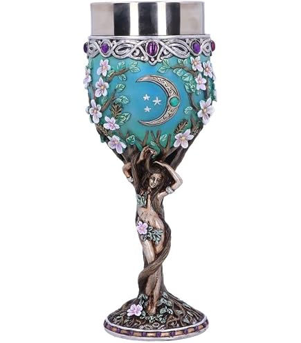 Nemesis Now – Calice Da Lupo Solitario, 19,5 Cm, Resina E Acciaio Inox, Color Blu, Dipinto A Mano