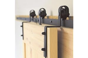 HOCONNIE 6.6FT/200cm Kit de Puerta de Granero Herrajes para Puertas de Granero para Puerta Doble Coincide