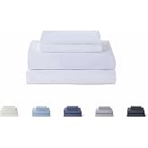 Todocama &ndash; 4-Piece Bedding Set &ndash; 5003 &ndash; Fitted Sheet &ndash; Top Sheet &ndash; Two Pillowcases 50 x 80 cm (Bed 90 x 190/200 cm, White)
